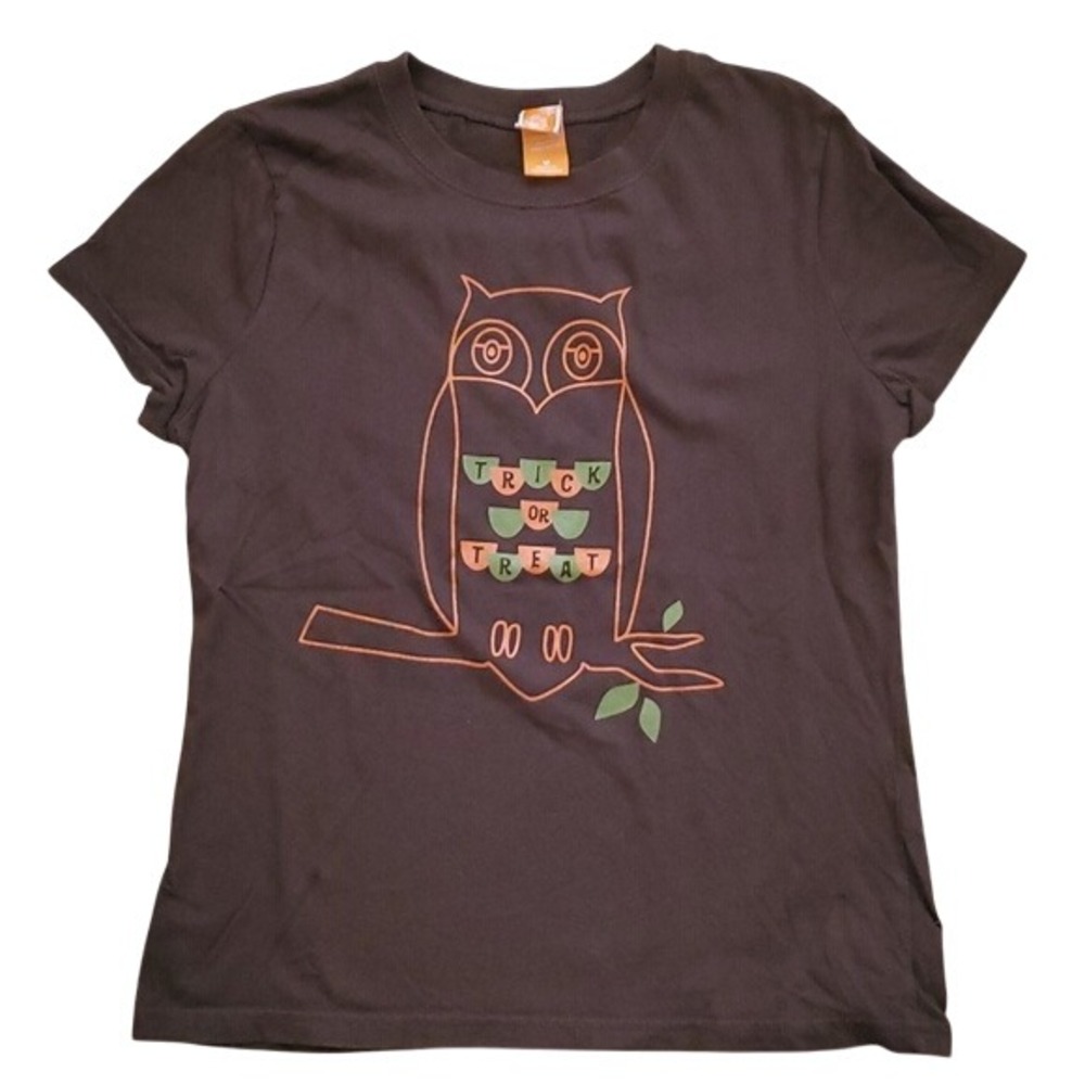 Target Brown Owl Fall Trick Or Treat Halloween Short Sleeve Shirt Size Junior M